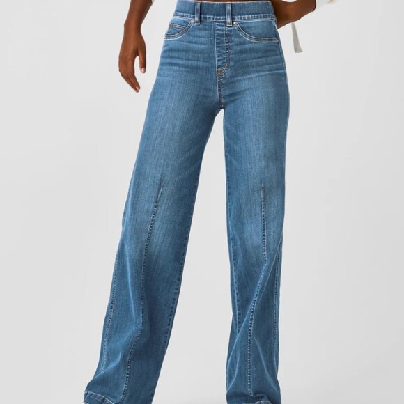 SPANXshape™ EveryWear Seamed-Front Wide Leg Jeans, Vintage Indigo - Picture 2 of 7